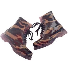 Dirty Laundry Women's Rendition Camouflage Khaki Rubber Lace Up Boots Size 8